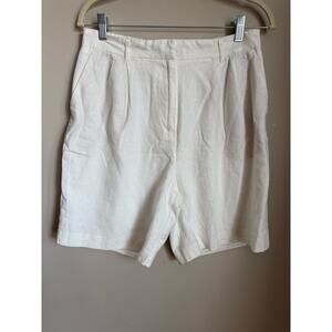 Rachel Zoe High-Rise Linen Blend Tailored Shorts with Pockets Size 10